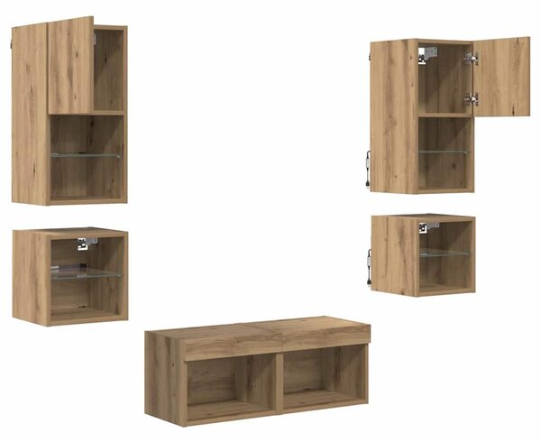 TV Fali Egységek 8 pcs Artisan tölgy Faanyag