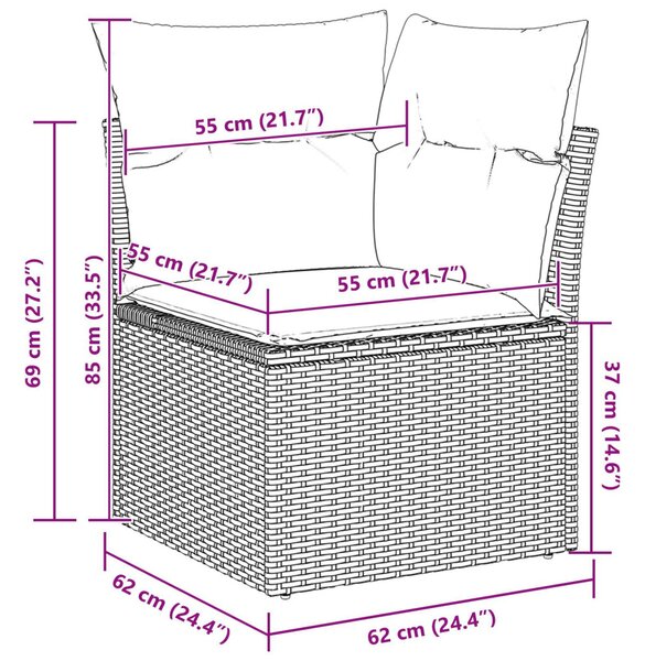 Kerti Kanapé Szett 7 pcs Bézs Poli rattan