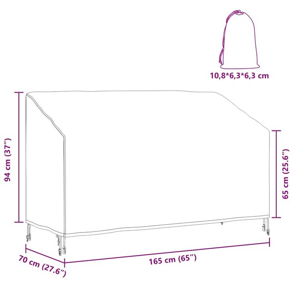 Kerti Pad Borító Fekete 165 x 70 x 65 / 94 cm 210D szövet