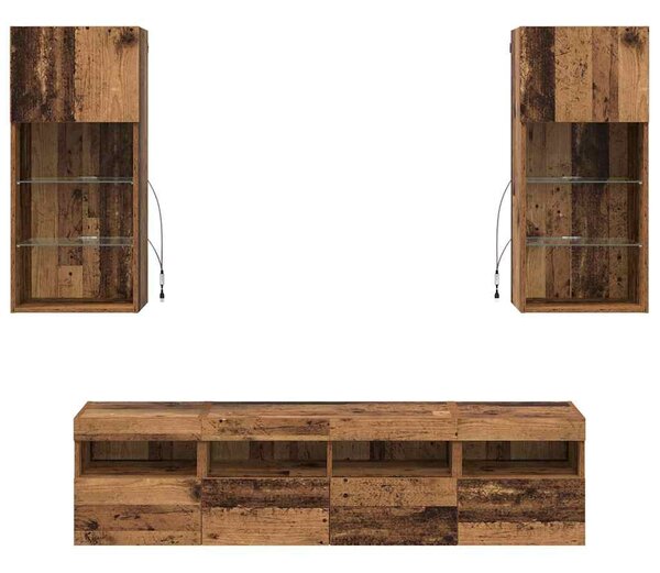 TV Fali Egységek LED-del 5 pcs Öreg fa 40,5 x 30 x 90 cm