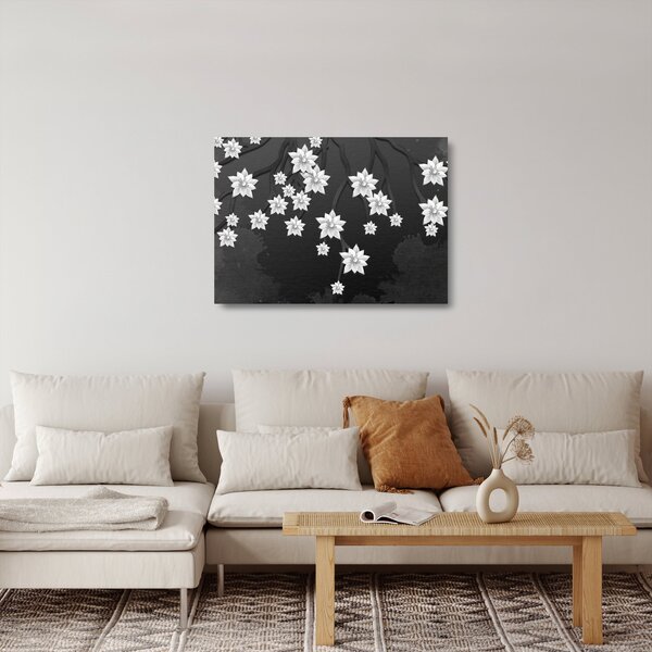 Kép - virágok az ágakon (üvegen) (70x50 cm)