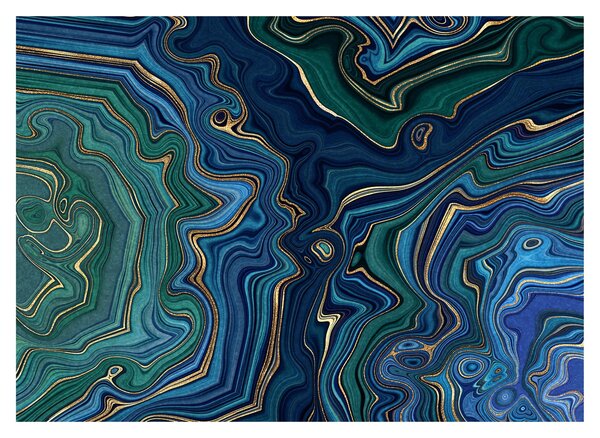 Kép - zöld-kék márvány (üvegen) (70x50 cm)