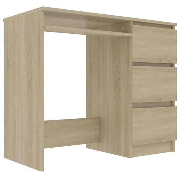 Praktikus Íróasztal - Sonoma Tölgy - 3 Fiók - 90x45x76 cm