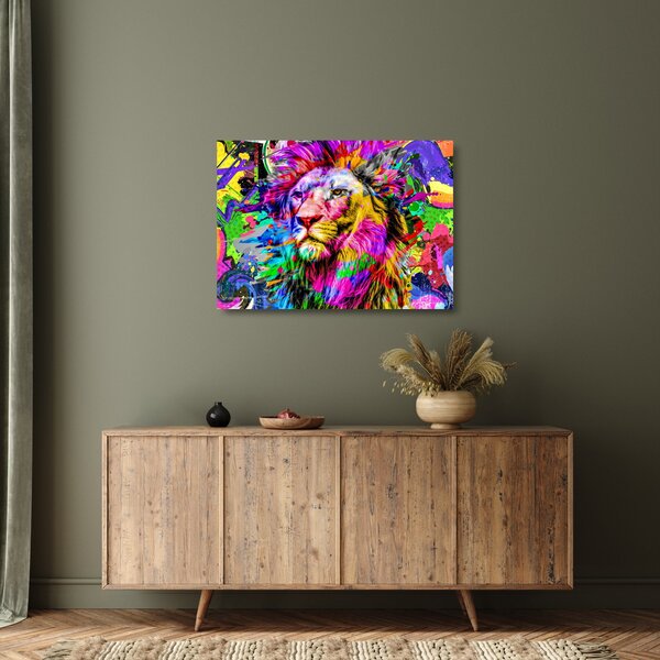 Kép - Oroszlán 3D-s képe (üvegen) (70x50 cm)
