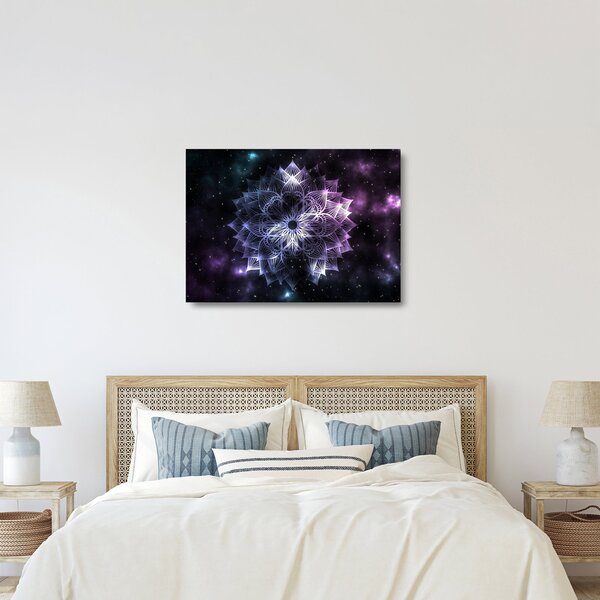 Kép - Lótusz mandala az űrben (üvegen) (70x50 cm)