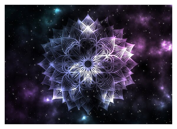 Kép - Lótusz mandala az űrben (üvegen) (70x50 cm)