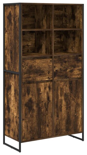 Széf fiókkal 2 pcs Füstös tölgy 81 x 36 x 150.5 cm Faanyag