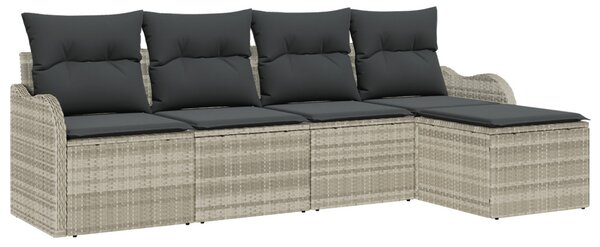 Kerti Kanapé Szett 5 pcs Világosszürke polirattan