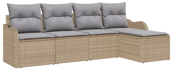 Kerti Kanapé Szett 5 pcs Bézs polirattan