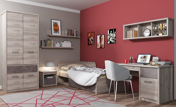 KONDELA Fali polc 120, nairobi gesztenye, JESI NEW