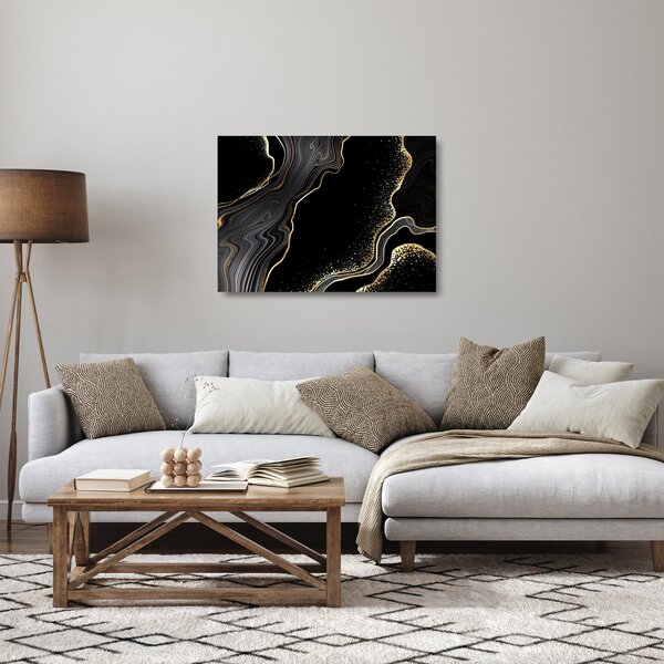 Kép - Fekete és arany márvány (üvegen) (70x50 cm)