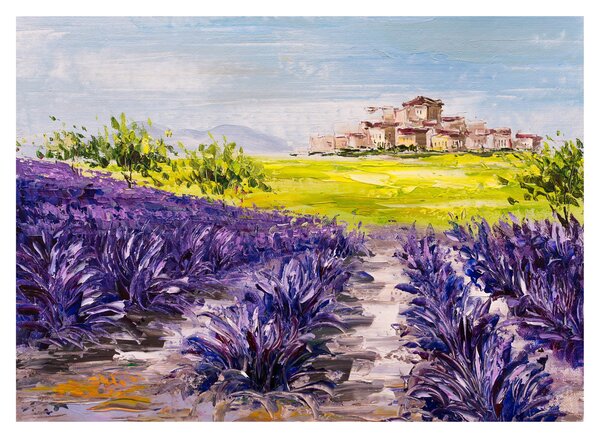 Kép - Provence, franciaország, olajfestmény (üvegen) (70x50 cm)