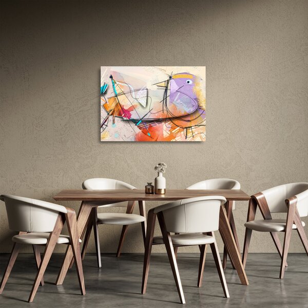 Kép - absztrakció, madár (üvegen) (70x50 cm)