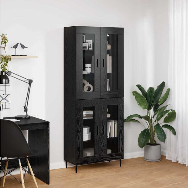 Magasfiú 2 pcs Fekete tölgy Műanyag Fa és Üveg
