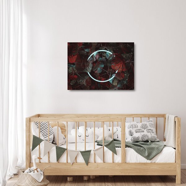 Kép - Neon kör a pálmafák között (üvegen) (70x50 cm)
