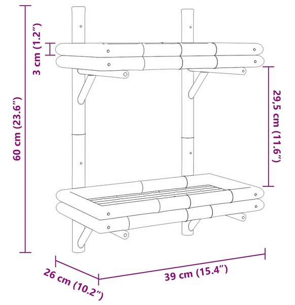 Falifiók polcokkal tárolóval Barna 45 x 26 x 60 cm bambusz