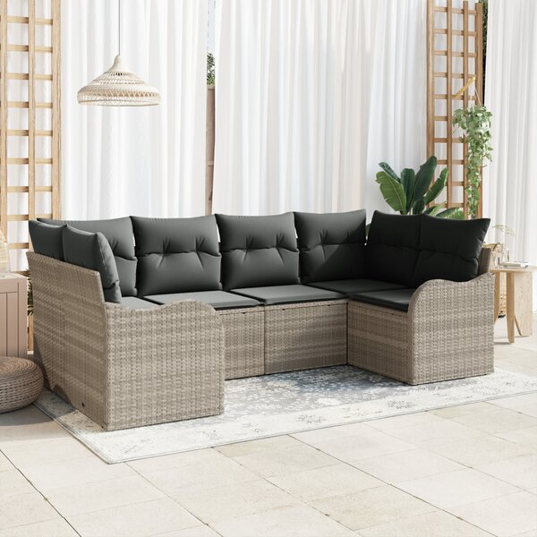Kerti Kanapé Szett párnával 6 pcs Világosszürke Poli rattan