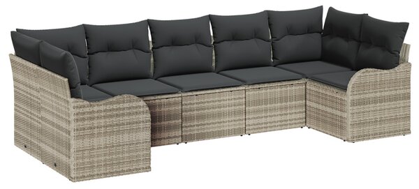 Kerti Kanapé Szett párnával 7 pcs Világosszürke Poli rattan