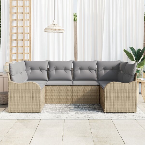 Kerti Kanapé Szett párnával 6 pcs Bézs Poli rattan