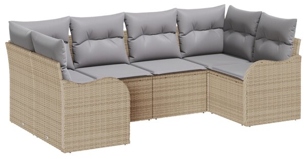 Kerti Kanapé Szett párnával 6 pcs Bézs Poli rattan