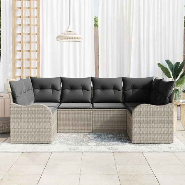 Kerti Kanapé Szett párnával 6 pcs Világosszürke Poli rattan
