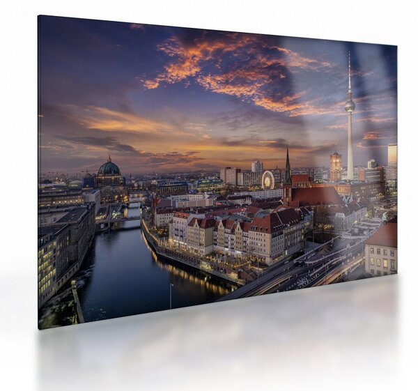 Kép - Naplemente Berlin felett (üvegen) (70x50 cm)
