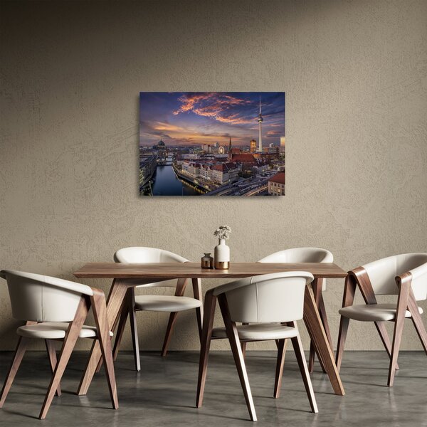 Kép - Naplemente Berlin felett (üvegen) (70x50 cm)