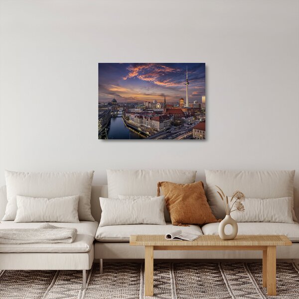 Kép - Naplemente Berlin felett (üvegen) (70x50 cm)