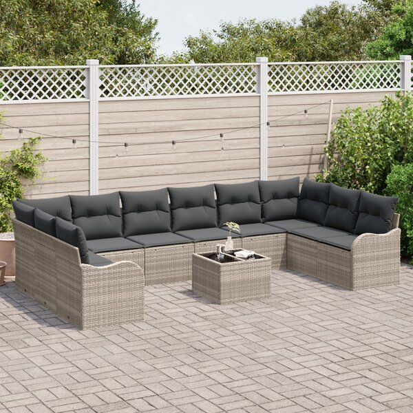 Kerti Kanapé Szett Világosszürke 55 x 55 x 37 cm polirattan