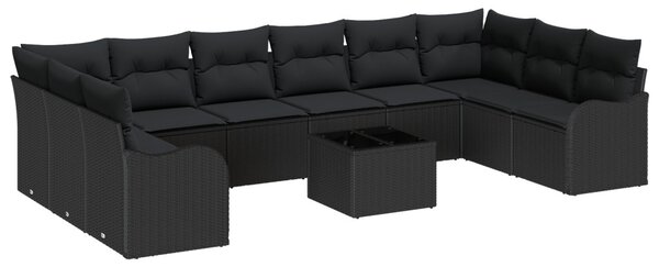 Kerti Kanapé Szett Fekete 55 x 55 x 37 cm polirattan