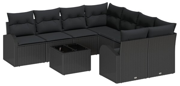 Kerti Kanapé Szett Fekete 55 x 55 x 37 cm polirattan
