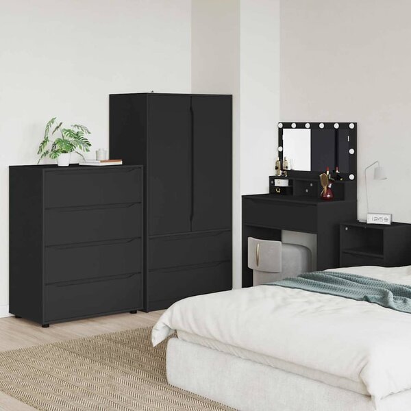 Tároló szekrények 2 pcs Fekete 80 x 48 x 105 cm Faanyag