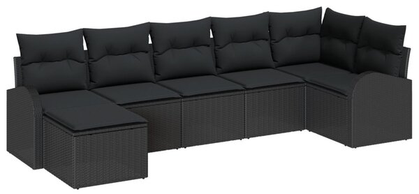 Kanapé Szett 7 db Fekete polirattan