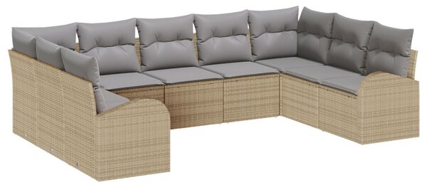 Kanapé Szett 9 pcs Bézs polirattan