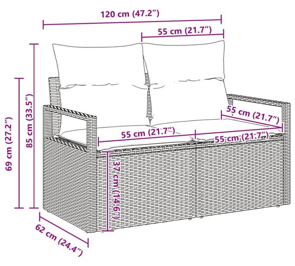 Kanapé Szett 8 pcs Barna polirattan