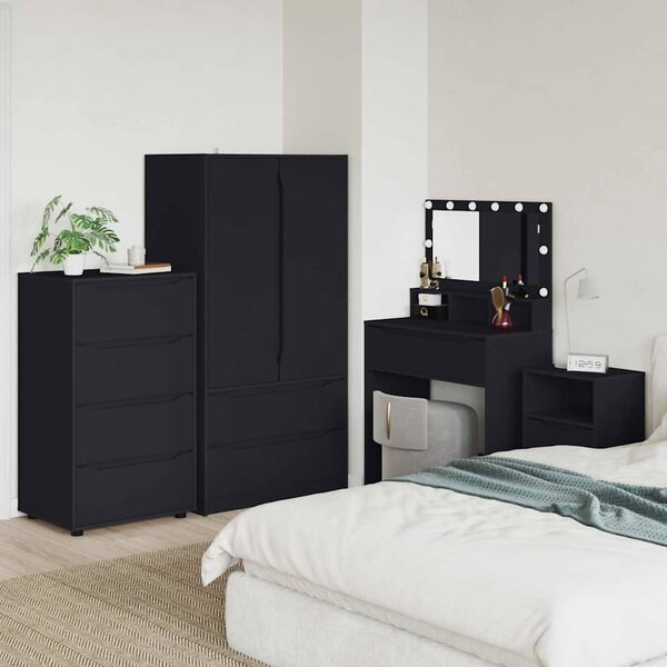 Tároló szekrények 2 pcs Fekete 60 x 48 x 105 cm Faanyag