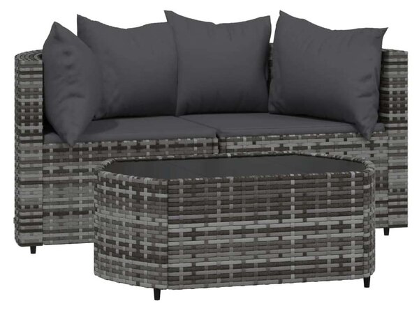 Polyrattan Kerti Ülőgarnitúra - 3 részes - Szürke