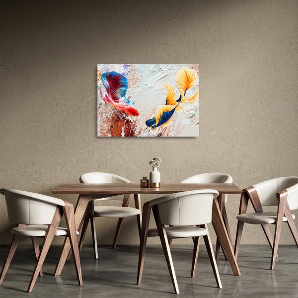 Kép - harcoló hal (üvegen) (70x50 cm)