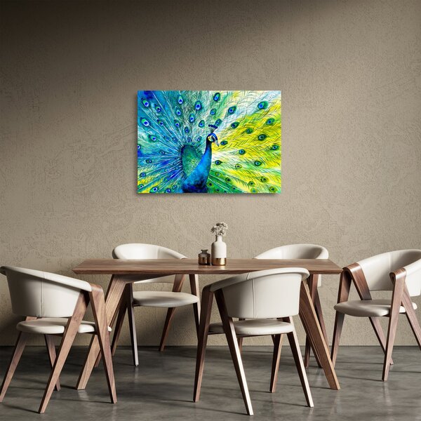 Páva képe (üvegen) (70x50 cm)