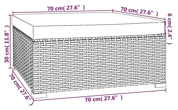 4 részes fekete polyrattan kerti bútorszett párnákkal
