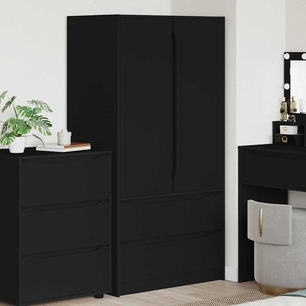 VidaXL Fürdőszoba Székény fiókkal Fekete 79,5 x 49 x 156 cm Faanyag