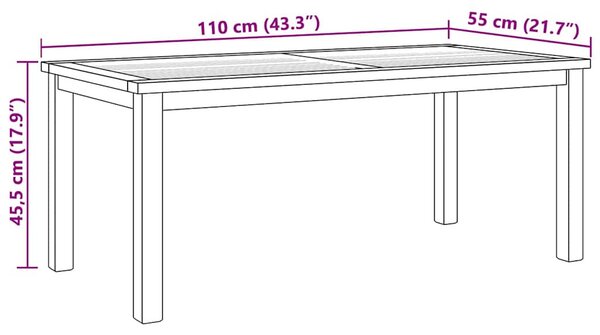 Dohányzóasztal Barna 110 x 55 x 45 cm Tömör tíkfa