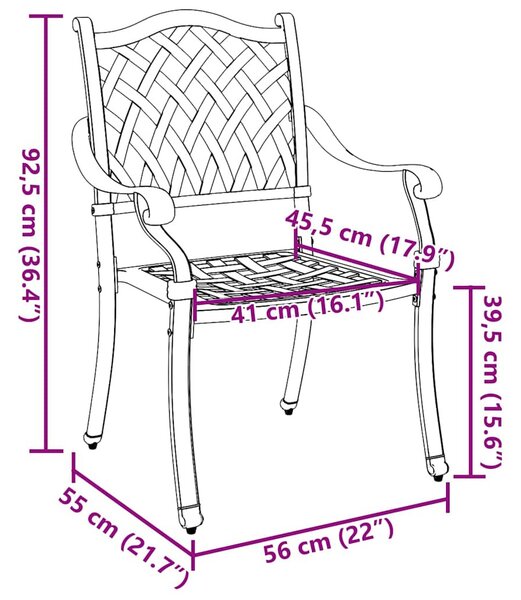 Kerti Szék 2 pcs Zöld 56 x 55 x 92.5cm Alumínium