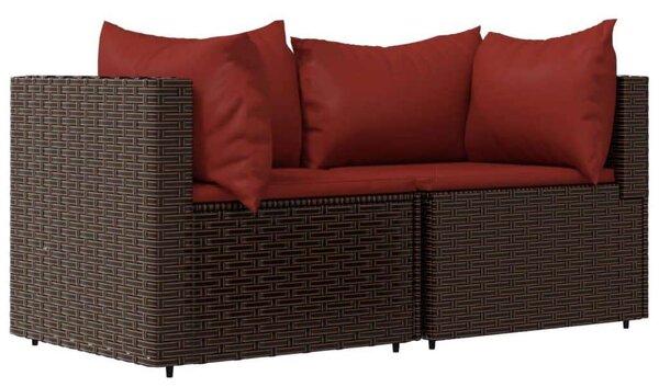 Polyrattan Kerti Ülőgarnitúra - 3 részes - Barna