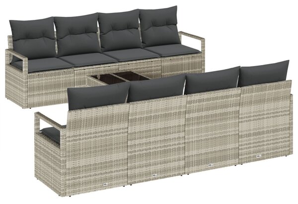 Kanapé Szett párnával 7 pcs Világosszürke polirattan