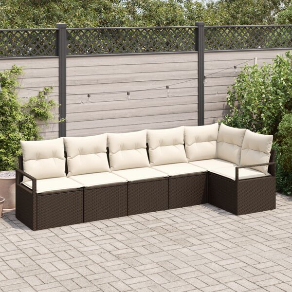 Kanapé Szett 6 pcs Barna polirattan