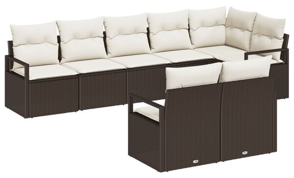Kanapé Szett 8 pcs Barna polirattan