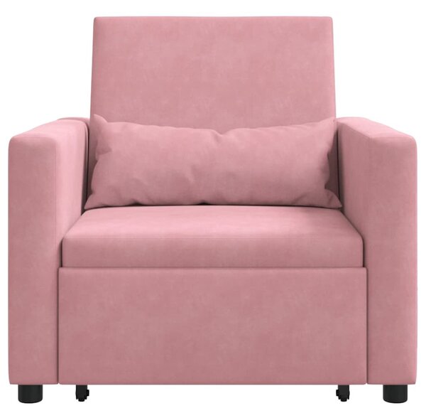 Egyszemélyes kanapéágy light pink 90 x 165 x 87 cm Bársony