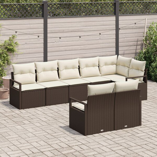 Kanapé Szett 8 pcs Barna polirattan