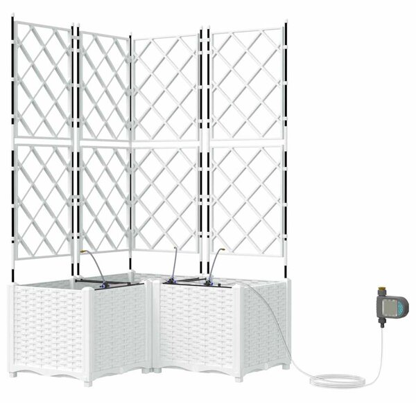 VidaXL Kerti cserép 3 pcs Fehér 80 x 80 x 142 cm Műanyag